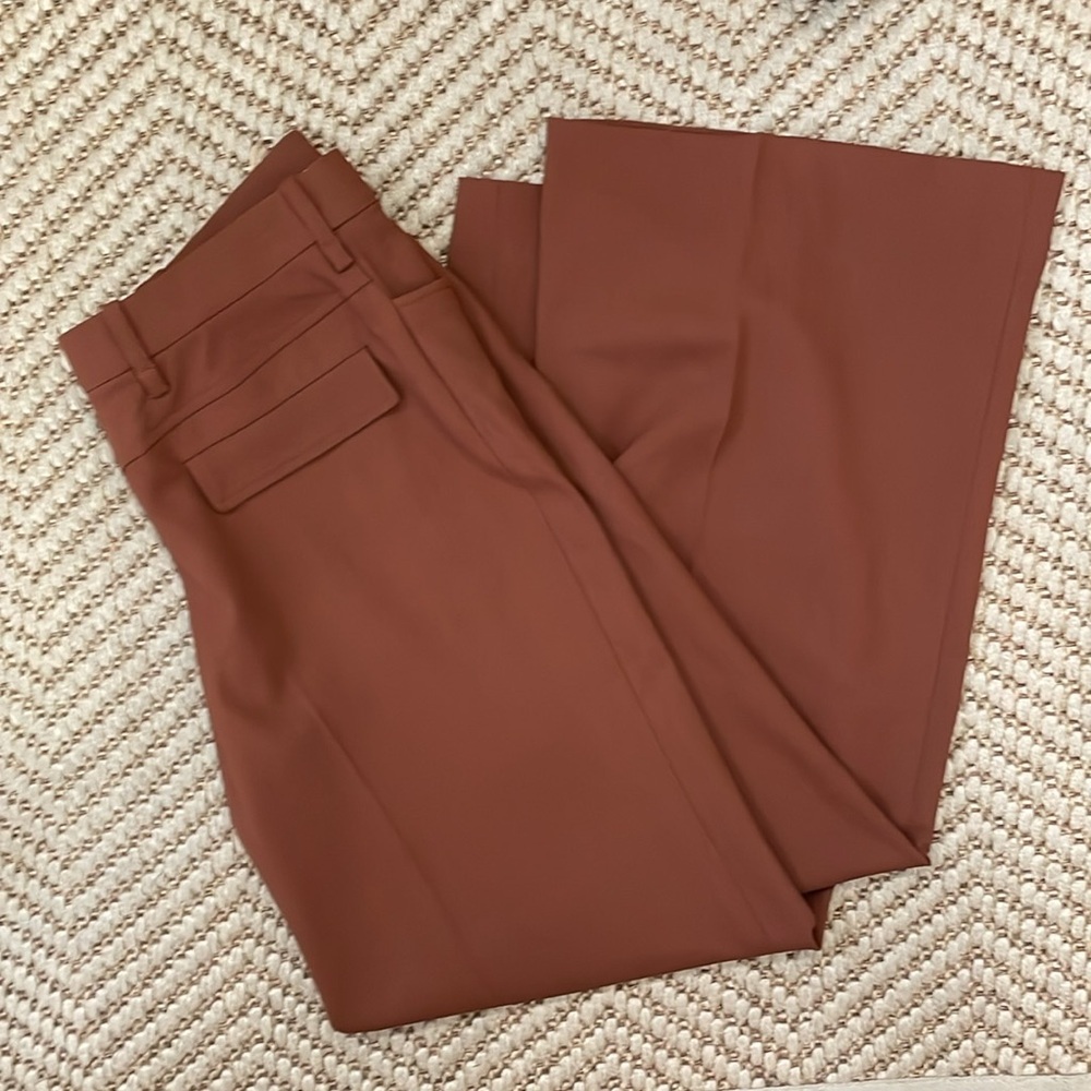 Chloe - Wool Wide Legged Pants - Burgundy - 44 or Small